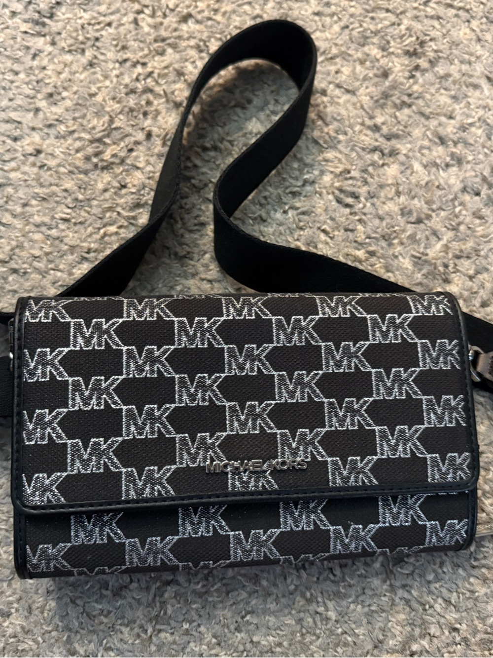 Michael Kors Black and White Monogram Crossbody Bag